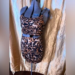 Leopard print tank and mini skirt set